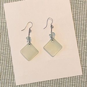 Sea Glass Dangle Earrings Green/Blue